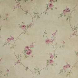 Papel de parede, floral, rosa com fundo bege